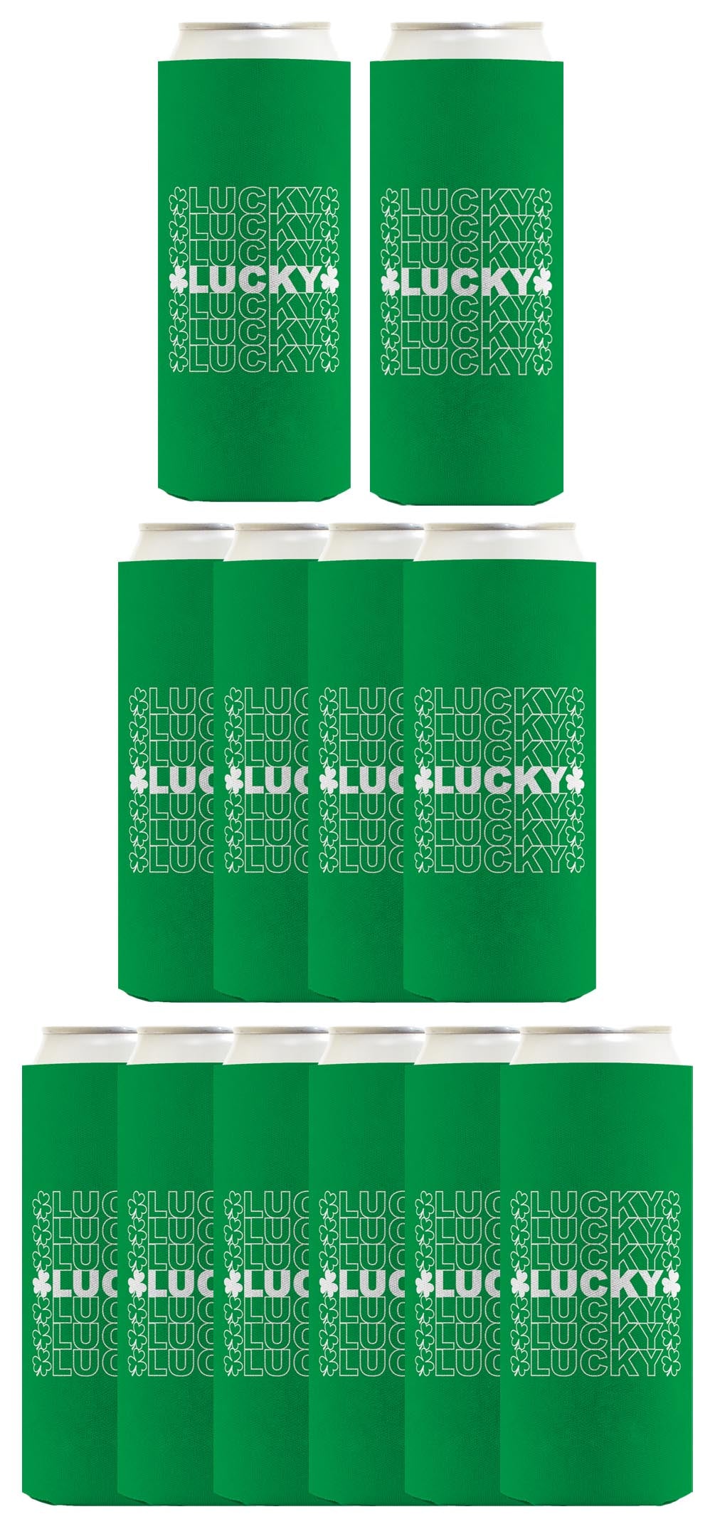 St Patricks Lucky Word Art Standard or Slim Can Thermocooler Drink Sleeve