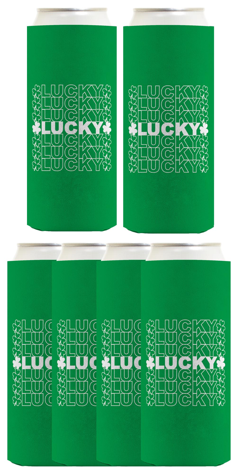 St Patricks Lucky Word Art Standard or Slim Can Thermocooler Drink Sleeve