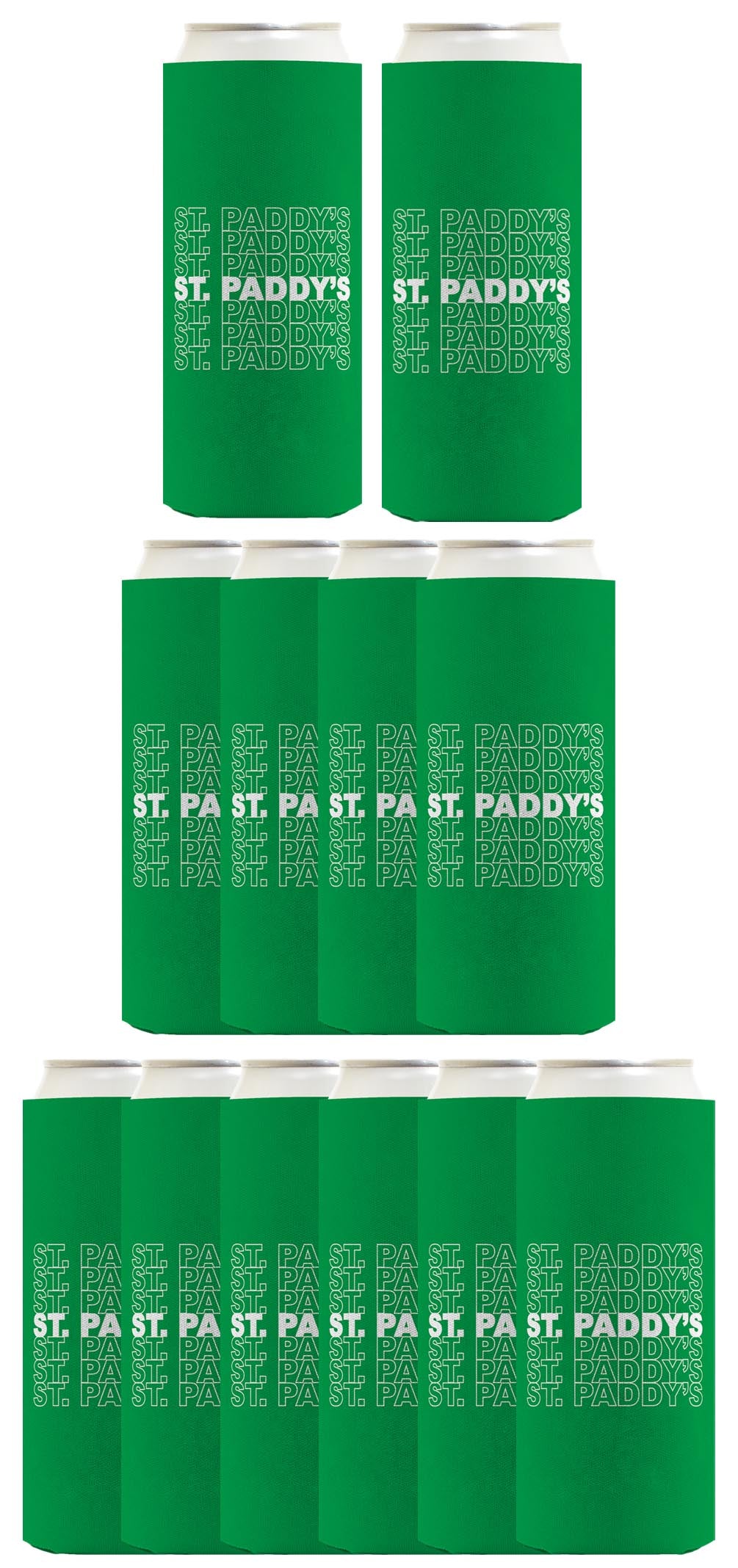 St Patricks St Paddy's Word Art Standard or Slim Can Thermocooler Drink Sleeve