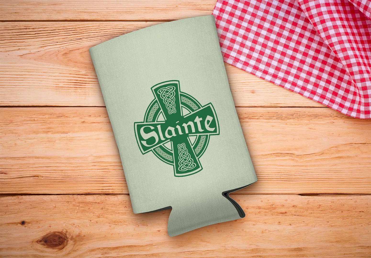 drink sleeve on a wood background