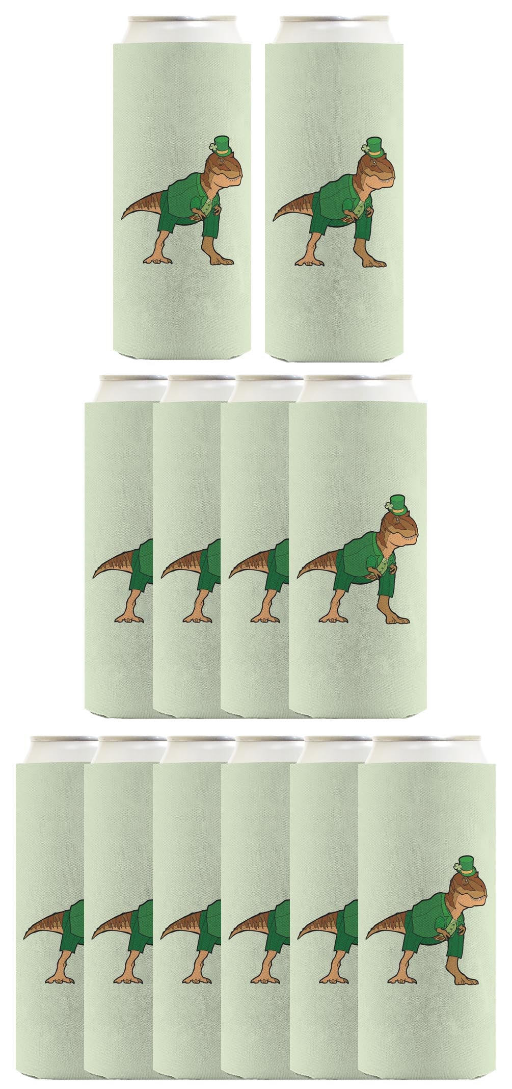 T-Rex Leprechaun Standard or Slim Can Thermocooler Drink Sleeve