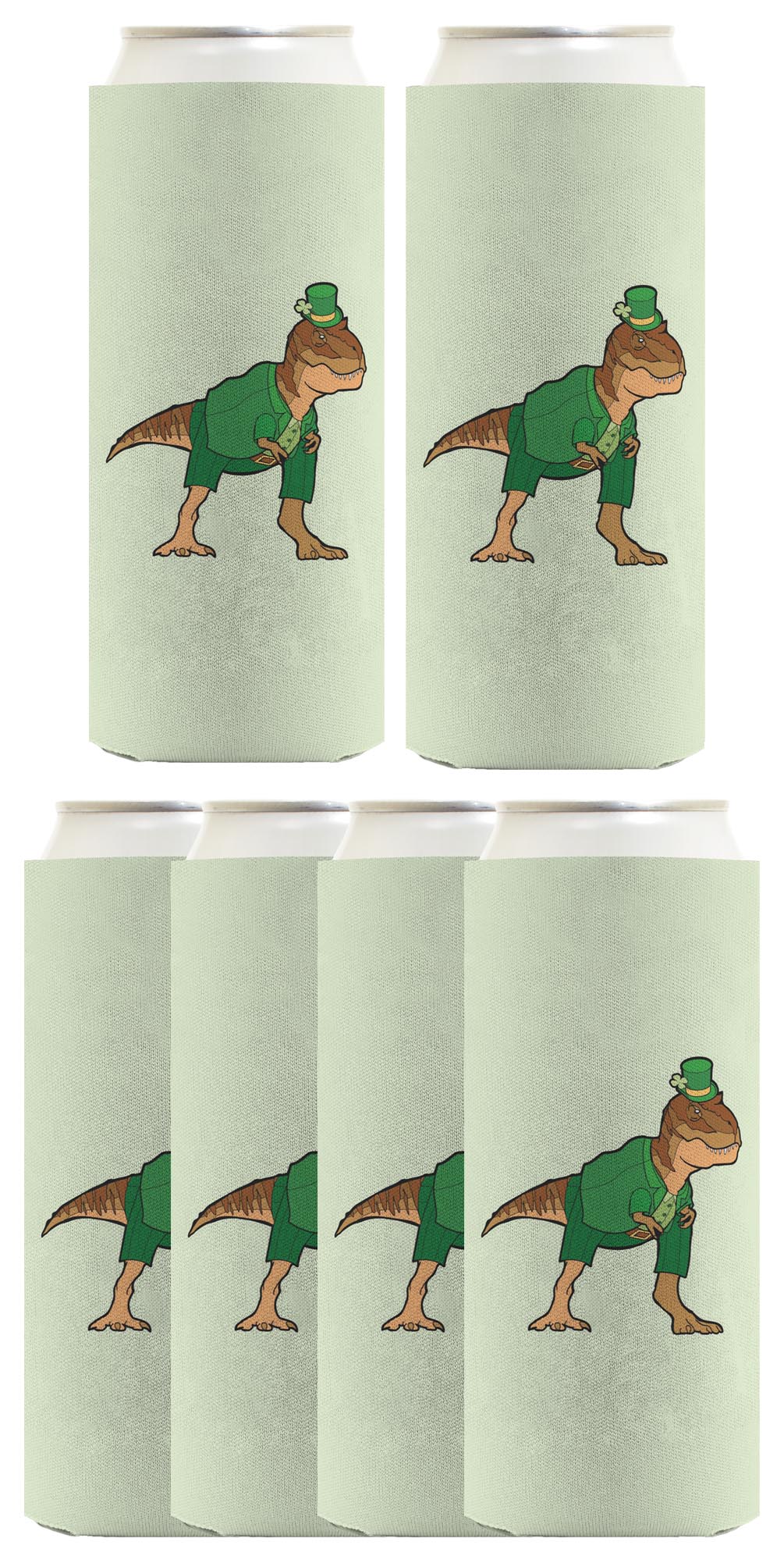 T-Rex Leprechaun Standard or Slim Can Thermocooler Drink Sleeve