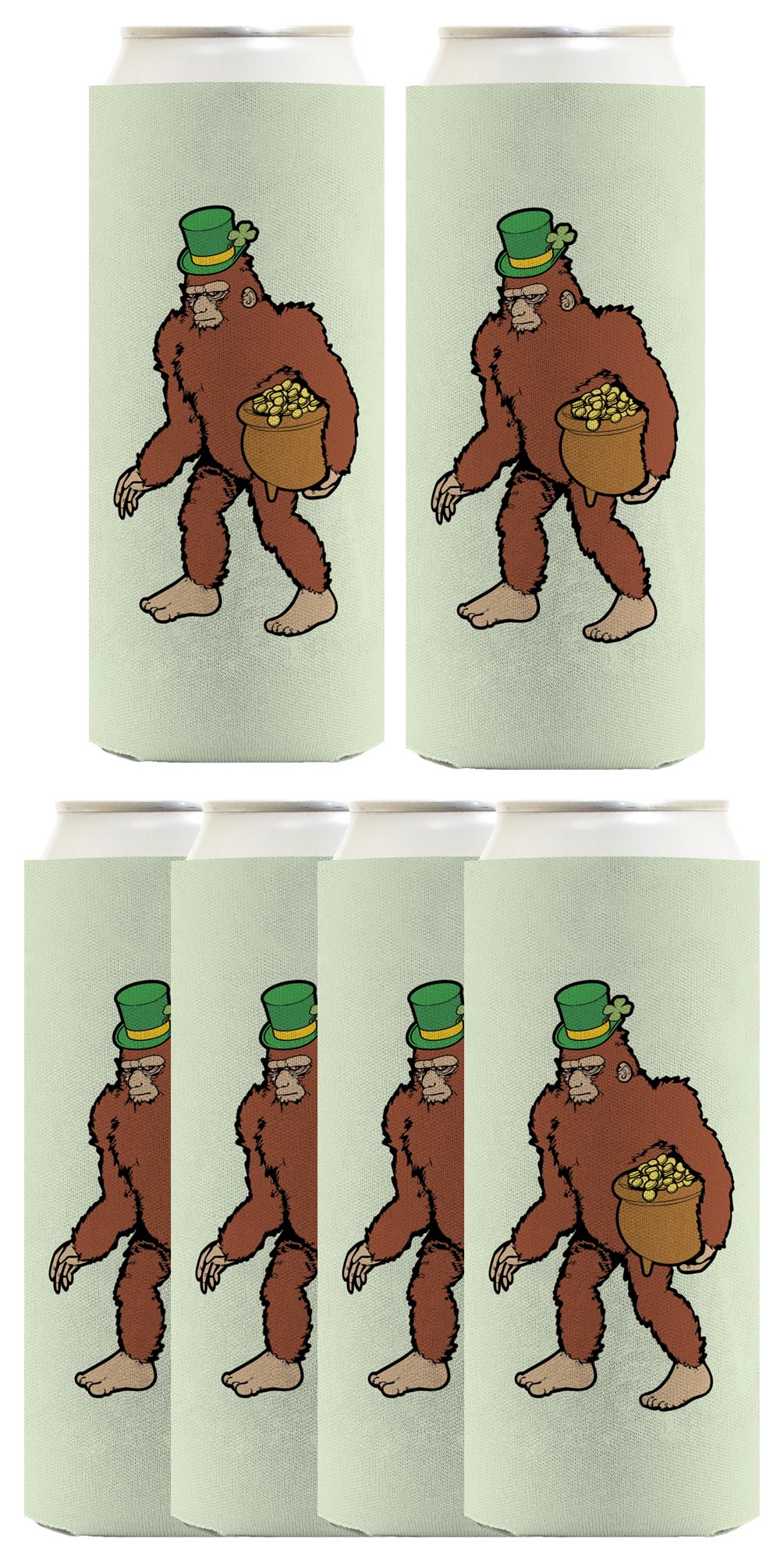 Sasquatch Leprechaun Standard or Slim Can Thermocooler Drink Sleeve