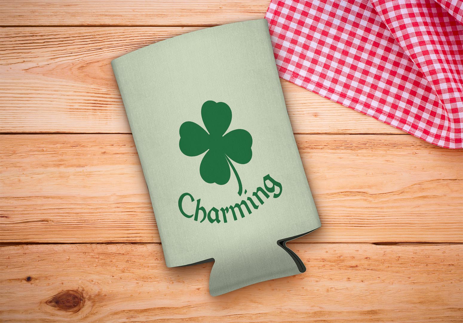 drink sleeve on a wood background