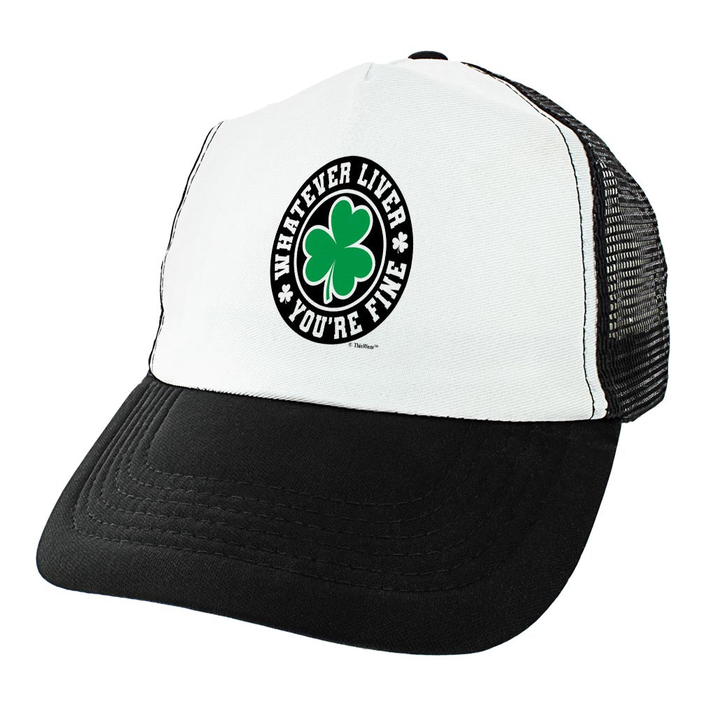 angle view of a trucker hat
