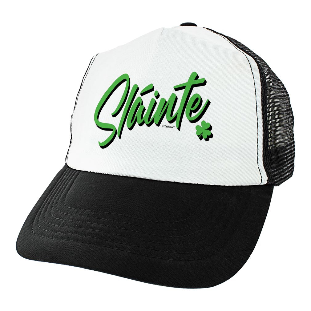 angle view of a trucker hat