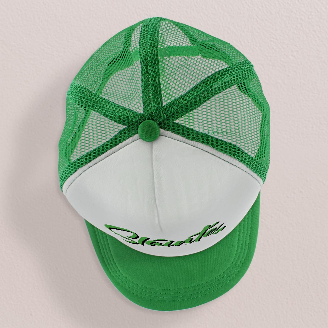 top view of a trucker hat