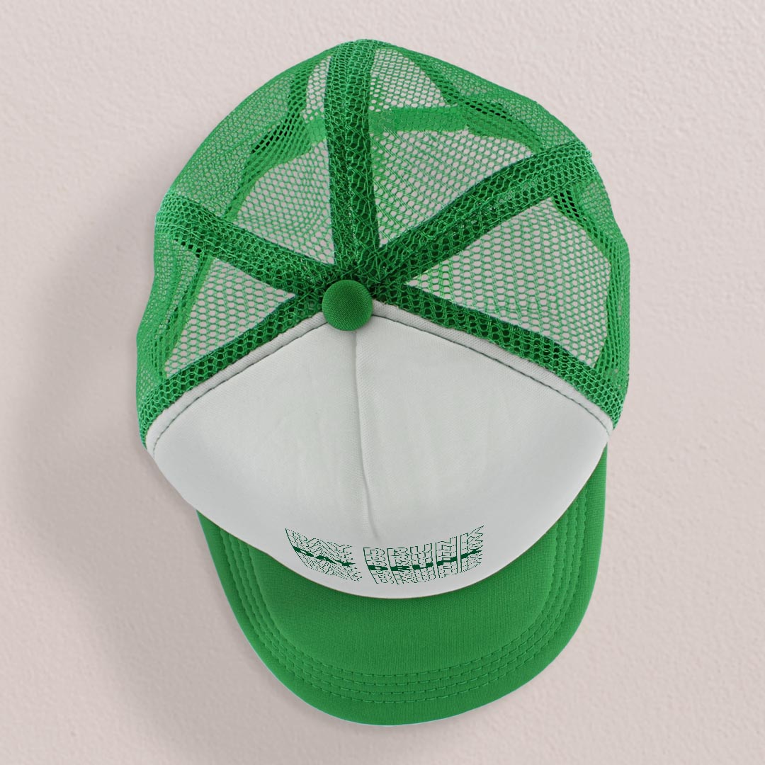 top view of a trucker hat