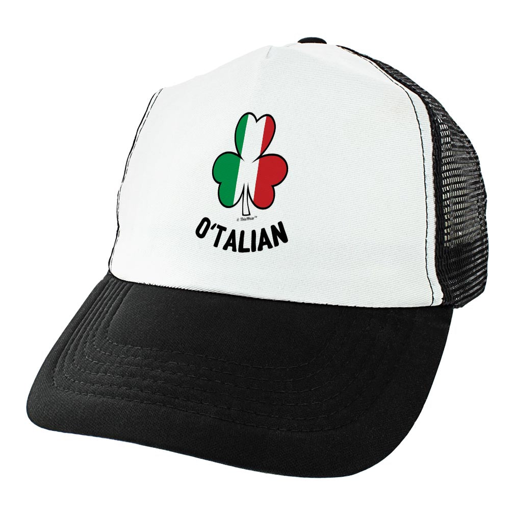 angle view of a trucker hat