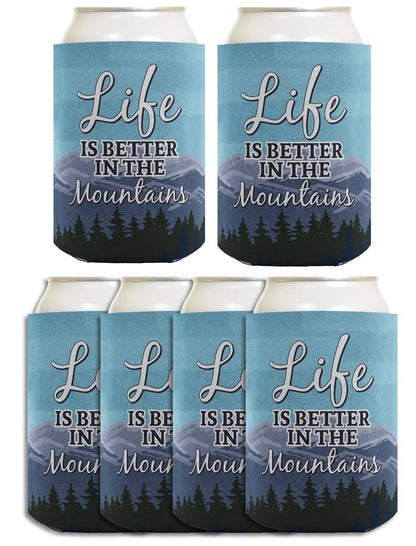 Life is Better in the Mountains Standard or Slim Can Thermocooler Drink Sleeve