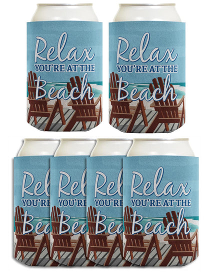 Relax You're at the Beach Standard or Slim Can Thermocooler Drink Sleeve