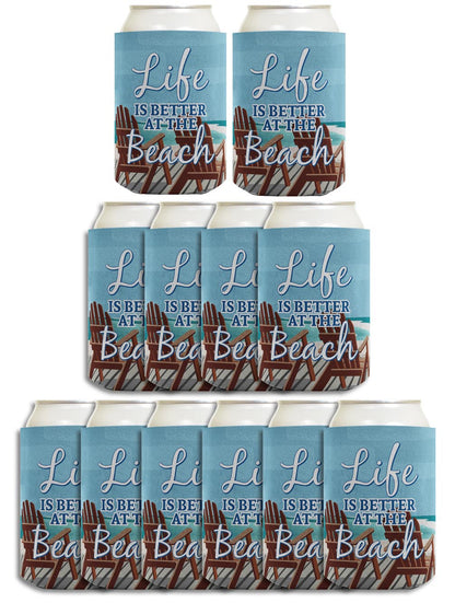 Life is Better at the Beach Standard or Slim Can Thermocooler Drink Sleeve
