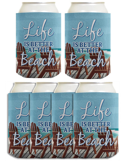 Life is Better at the Beach Standard or Slim Can Thermocooler Drink Sleeve
