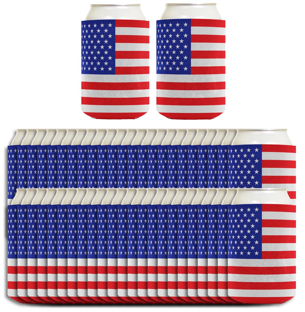 American Flag Horizontal Standard or Slim Can Thermocooler Drink Sleeve