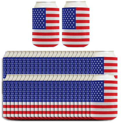American Flag Horizontal Standard or Slim Can Thermocooler Drink Sleeve
