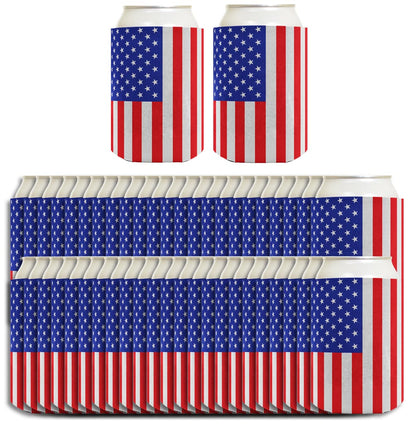 American Flag Vertical Standard or Slim Can Thermocooler Drink Sleeve