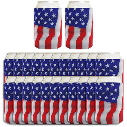 USA Flag Waving Vertical Standard or Slim Can Thermocooler Drink Sleeve