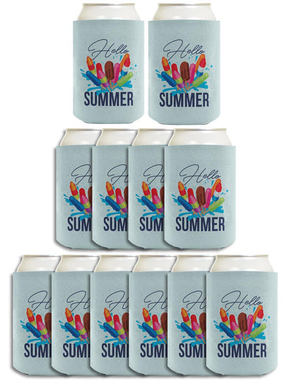 Hello Summer Ice Cream Popsicles Standard or Slim Can Thermocooler Drink Sleeve