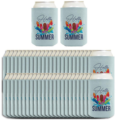 Hello Summer Ice Cream Popsicles Standard or Slim Can Thermocooler Drink Sleeve