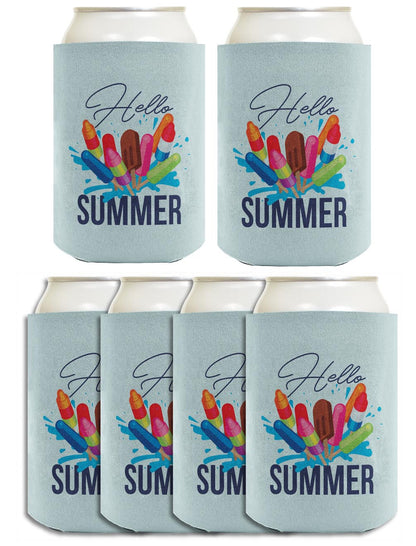 Hello Summer Ice Cream Popsicles Standard or Slim Can Thermocooler Drink Sleeve