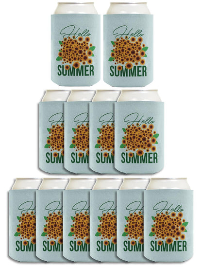 Hello Summer Sunflowers Standard or Slim Can Thermocooler Drink Sleeve