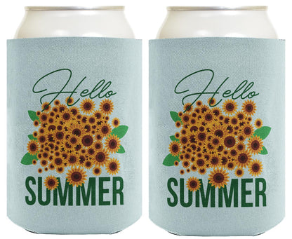 Hello Summer Sunflowers Standard or Slim Can Thermocooler Drink Sleeve