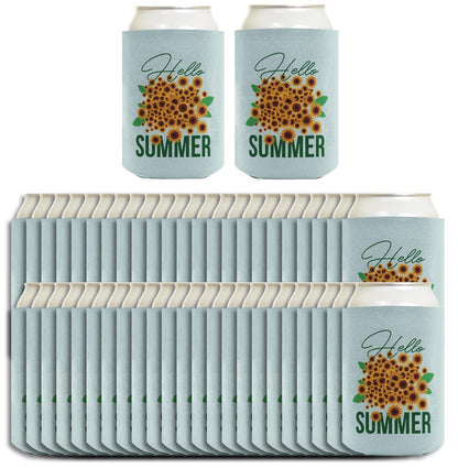 Hello Summer Sunflowers Standard or Slim Can Thermocooler Drink Sleeve