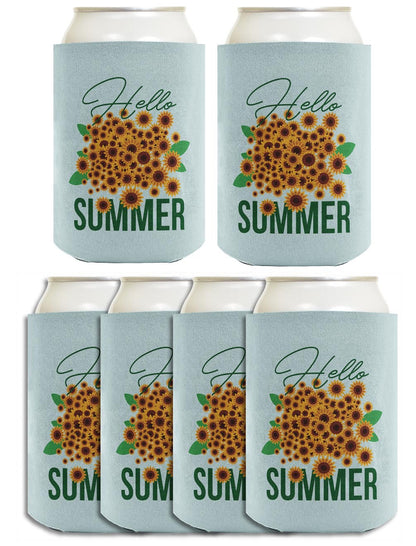 Hello Summer Sunflowers Standard or Slim Can Thermocooler Drink Sleeve