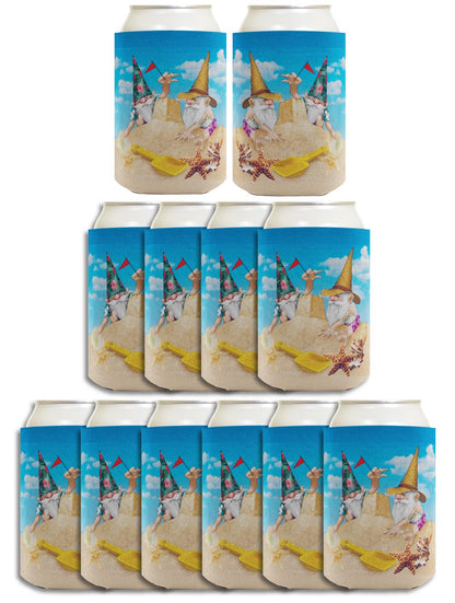 Beach Gnomes Sandcastle Standard or Slim Can Thermocooler Drink Sleeve