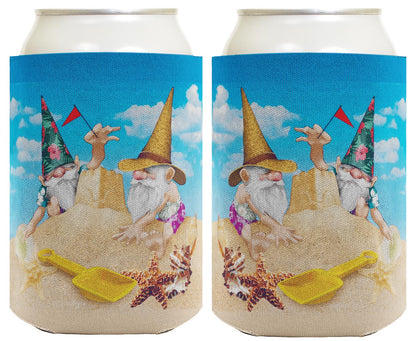 Beach Gnomes Sandcastle Standard or Slim Can Thermocooler Drink Sleeve