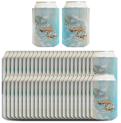 The Beach Is Callin' Me Standard or Slim Can Thermocooler Drink Sleeve