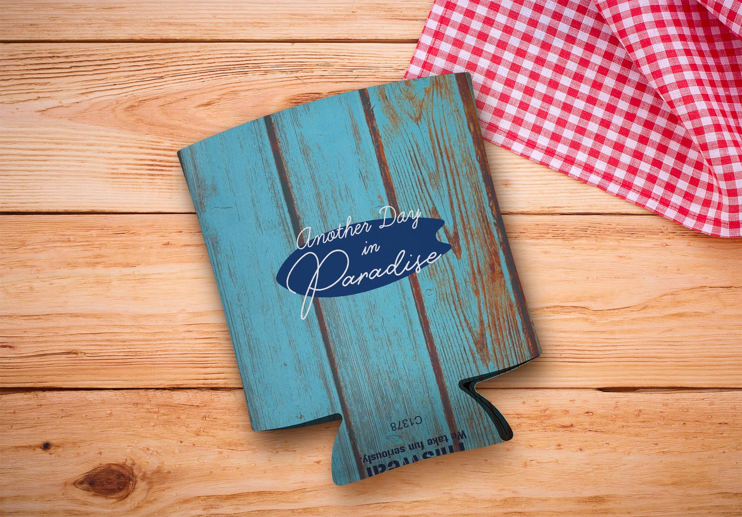 drink sleeve on a wood background
