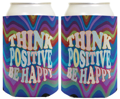 Think Positive Be Happy Standard or Slim Can Thermocooler Drink Sleeve