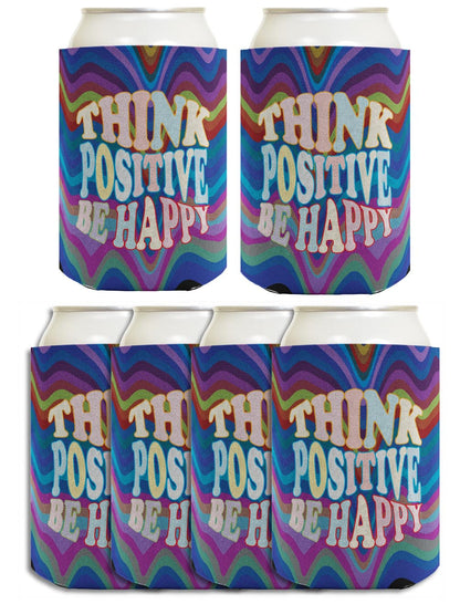 Think Positive Be Happy Standard or Slim Can Thermocooler Drink Sleeve