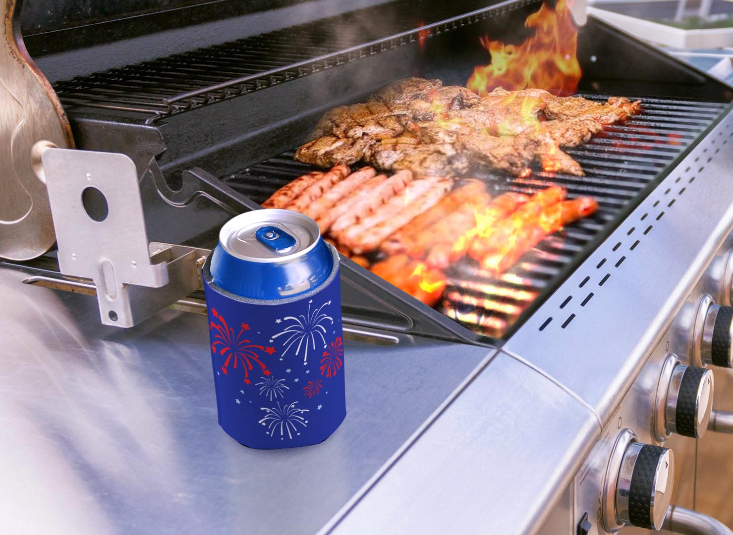 drink sleeve on a grill
