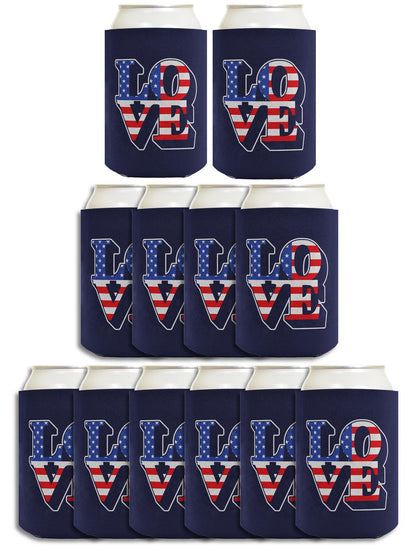 Love America Navy Standard or Slim Can Thermocooler Drink Sleeve