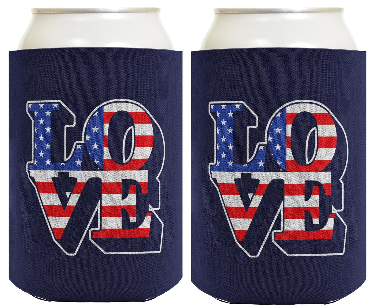 Love America Navy Standard or Slim Can Thermocooler Drink Sleeve