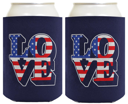 Love America Navy Standard or Slim Can Thermocooler Drink Sleeve