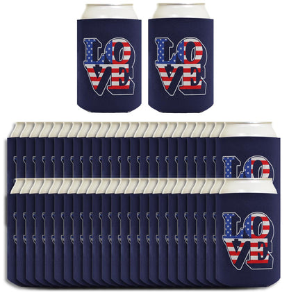 Love America Navy Standard or Slim Can Thermocooler Drink Sleeve