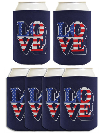 Love America Navy Standard or Slim Can Thermocooler Drink Sleeve