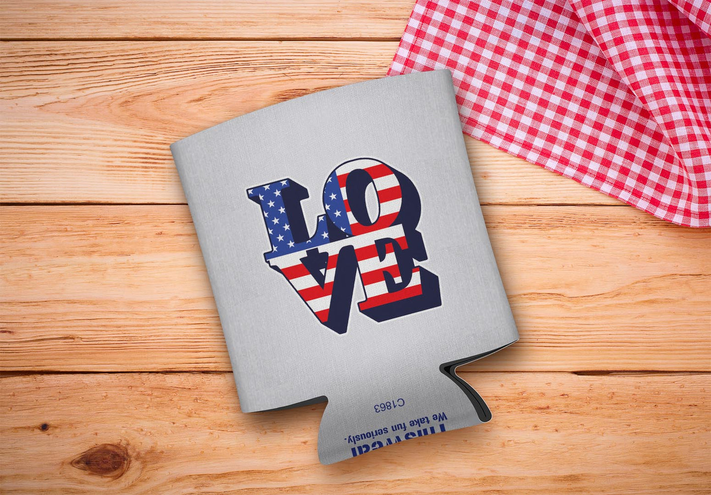 drink sleeve on a wood background