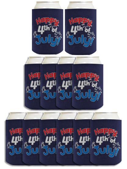 Happy 4th of July Navy Standard or Slim Can Thermocooler Drink Sleeve