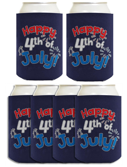 Happy 4th of July Navy Standard or Slim Can Thermocooler Drink Sleeve