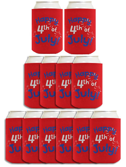 Happy 4th of July Red Standard or Slim Can Thermocooler Drink Sleeve