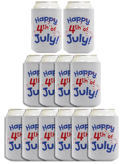 Happy 4th of July Light Blue Standard or Slim Can Thermocooler Drink Sleeve