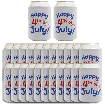 Happy 4th of July Light Blue Standard or Slim Can Thermocooler Drink Sleeve