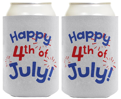 Happy 4th of July Light Blue Standard or Slim Can Thermocooler Drink Sleeve