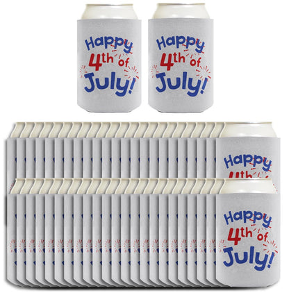 Happy 4th of July Light Blue Standard or Slim Can Thermocooler Drink Sleeve