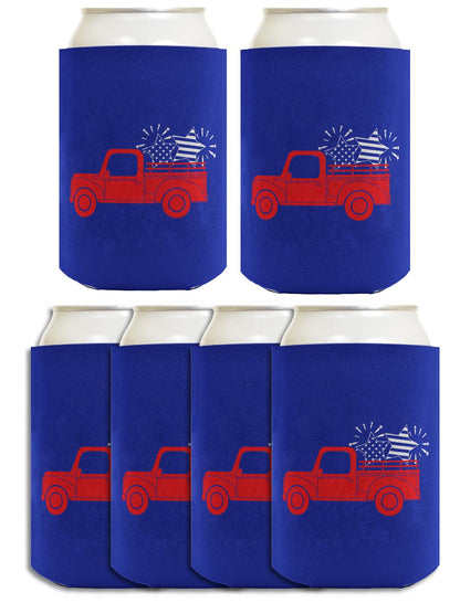 Stars and Stripes Truck Royal Blue Standard or Slim Can Thermocooler Drink Sleeve