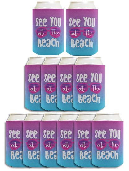 Summer Vibes See You At The Beach Standard or Slim Can Thermocooler Drink Sleeve